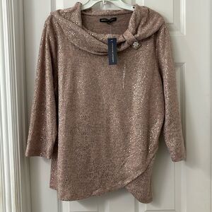 Adrianne Vittadini Size XL cowl neck pull over sweater. NWT. Pinkish/gray